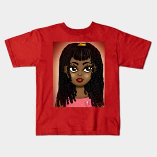 brown skin girl digital art with braids Kids T-Shirt